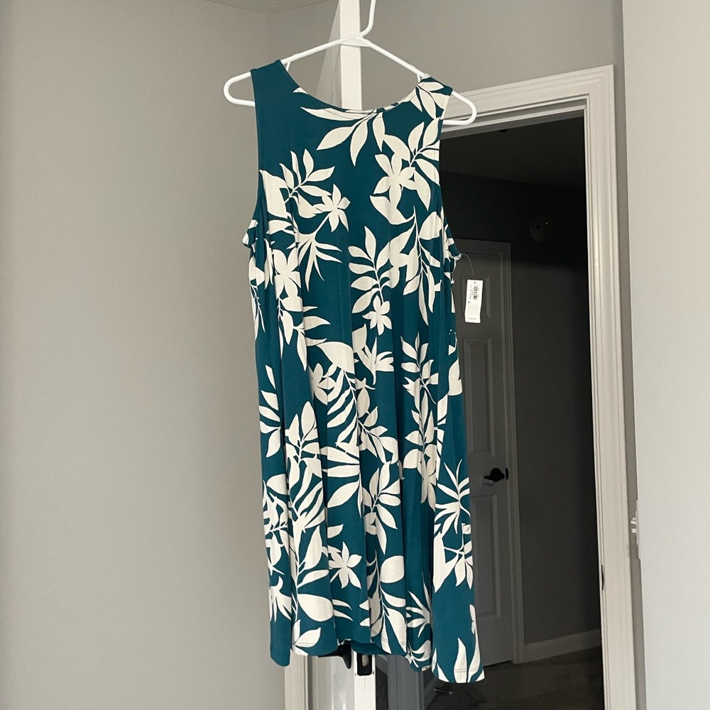 Old Navy Teal Palm Dress